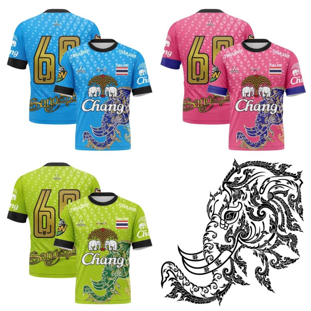 Tajlandia PIŁKA NOŻNA NARODOWA KOSZULKA DOMOWA KIBICA Nadruk Szybkoschnąca Krótki Rękaw Uniform Unisex Męska Damska Logo Słonia Sport