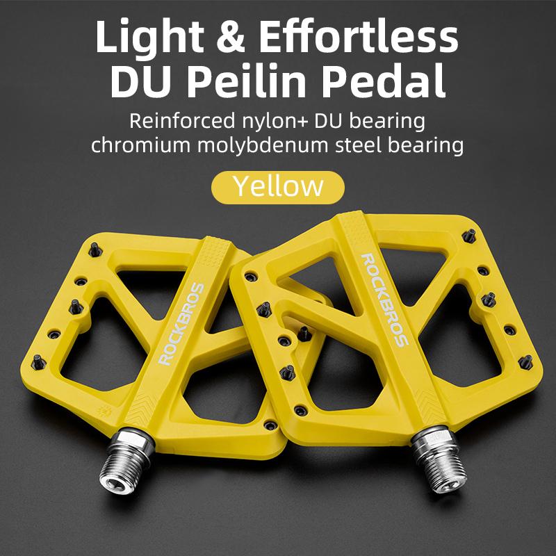 ROCKBROS Bike Pedals Nylon DU Bearing Ultra-light Mountain Non-Slip Bicycle Pedals Big Foot Road MTB Pedals Cycling Accessories