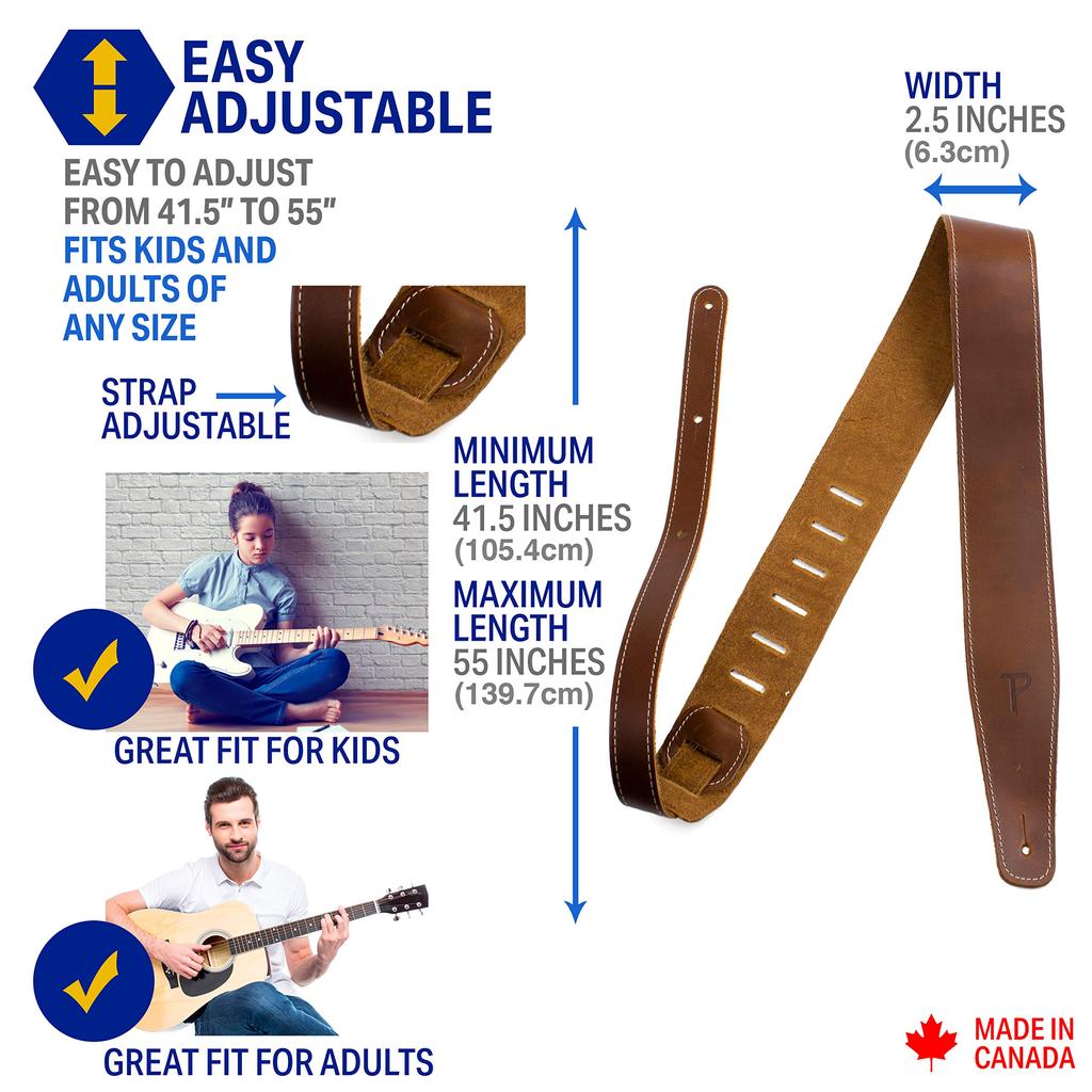 Baseball Leather Guitar Perri's Strap, 2.5 Inches, Tan, SP25S-7049