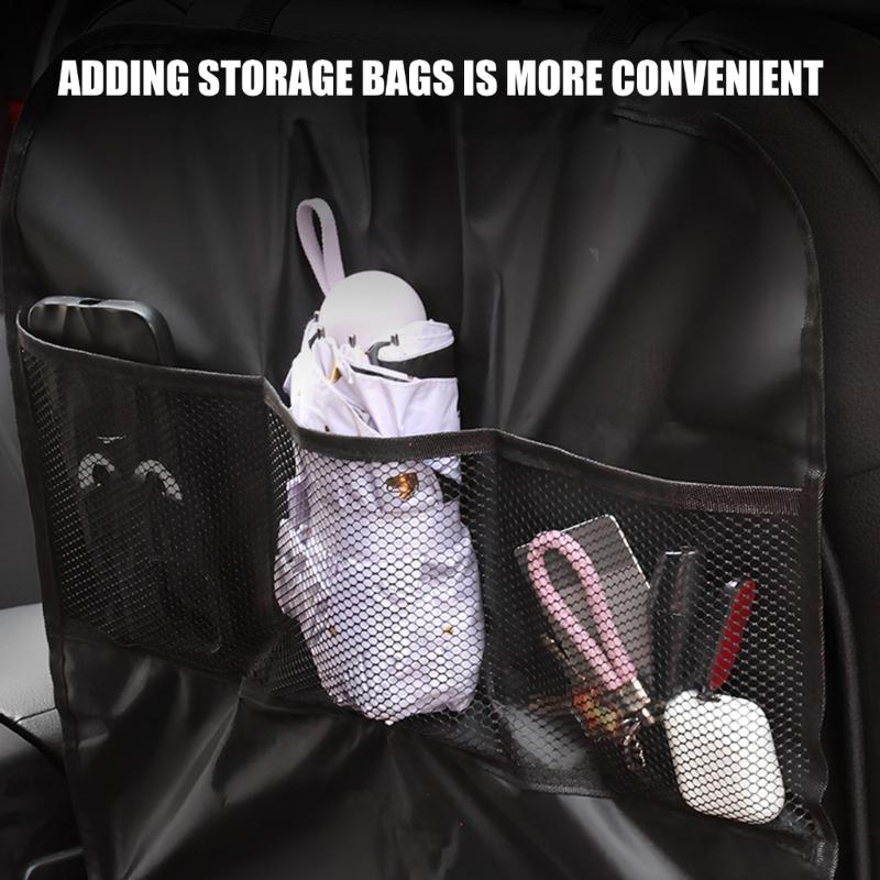 Car Seat Protector Auto Seat Back Covers Kick Mat Protect from Dirt Mud Water Resistant Kick Protector with Pockets