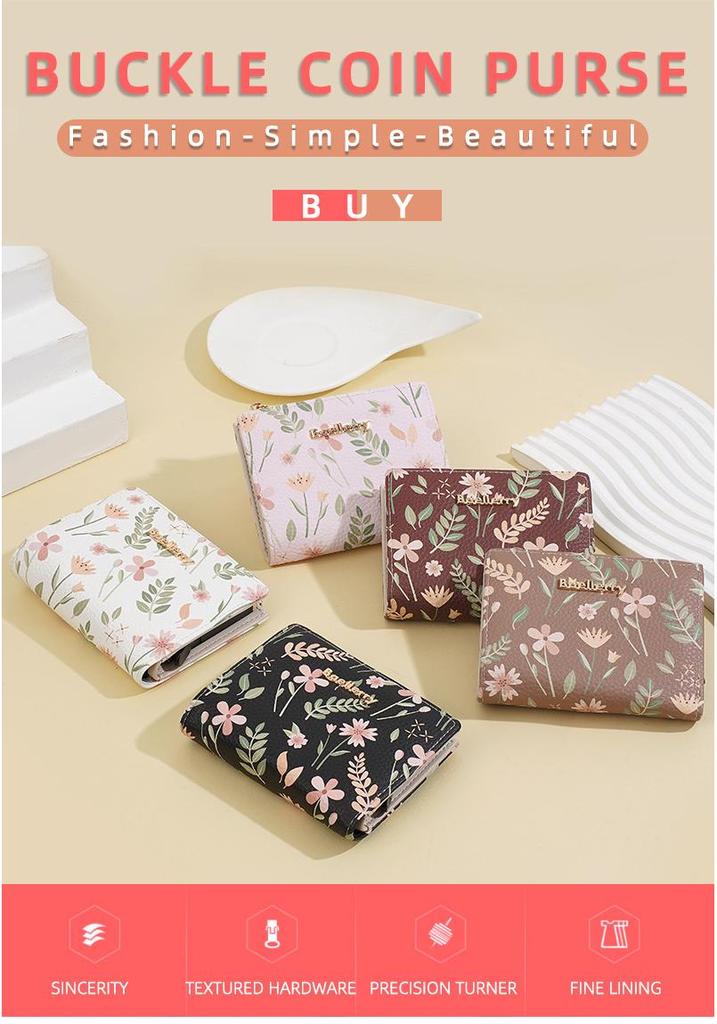Women's Korean Style High-End Short Wallet - Card Holder & Printed Design