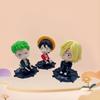 6Pcs/Set One Piece Anime Figure Q Edition Luffy Zoro Nami PVC Cute Bobblehead Collectible Model Decorations Children Toys Gift