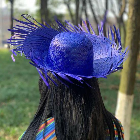 Straw Hat Summer Sun Protection Wide Brim Hand Woven Lightweight Breathable Design Beach Hat Headwear