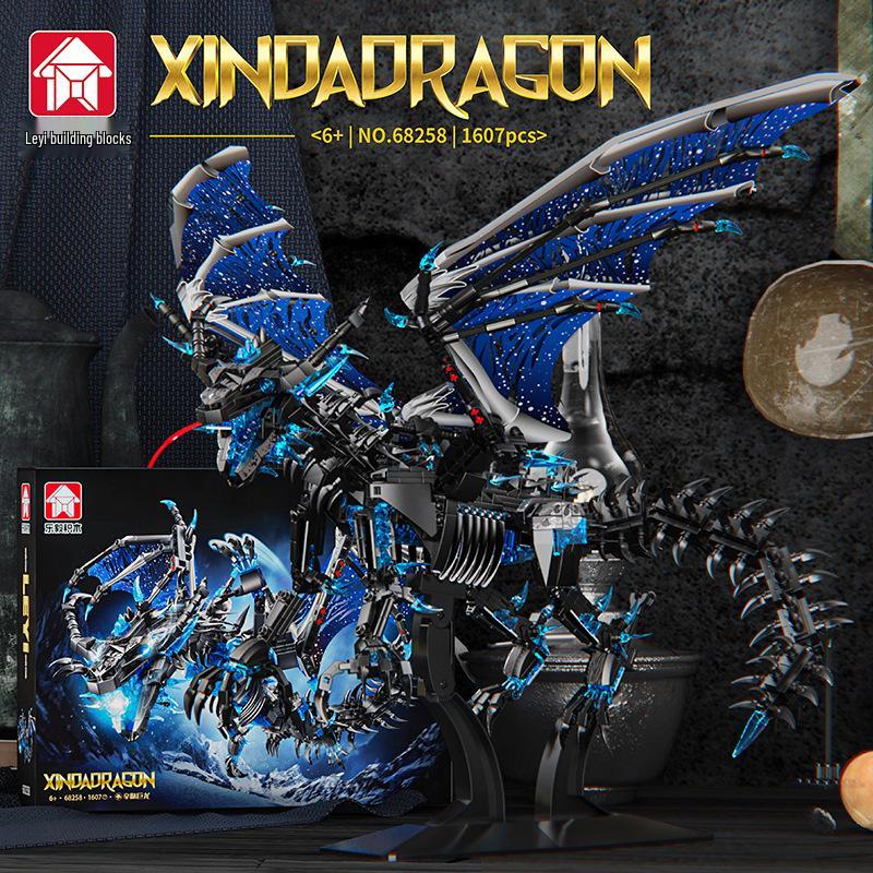 Leyi 68257-8 Ice & Fire Dragon Mecha Dinosaur Educational Building Block Model for Kids