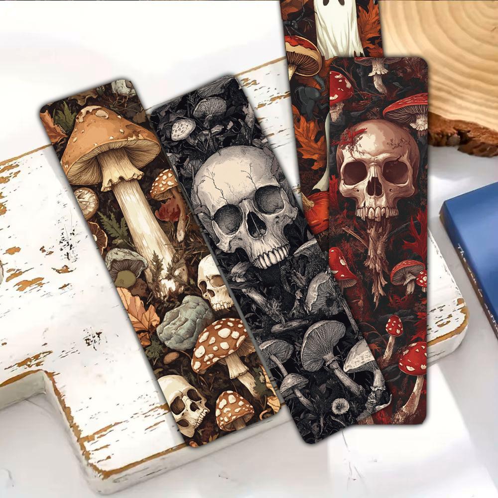 30PCS Mushroom and Skull Bookmark Reading Book Stationary Graffiti Paper Office Scrapbooking Card Students DIY Creative Bookmark