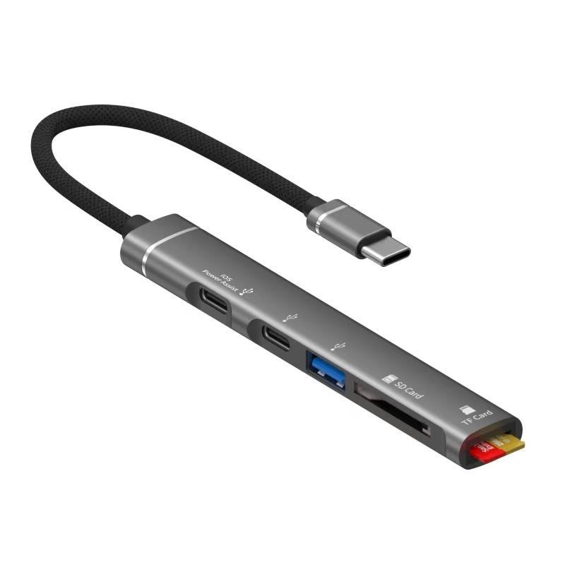 Type C Hub 2.0 with 5 Ports Aluminum Alloy USB 2.0 Hub Type C Splitter Extender for Laptop PC MacBook Pro Surface Pro and Mor
