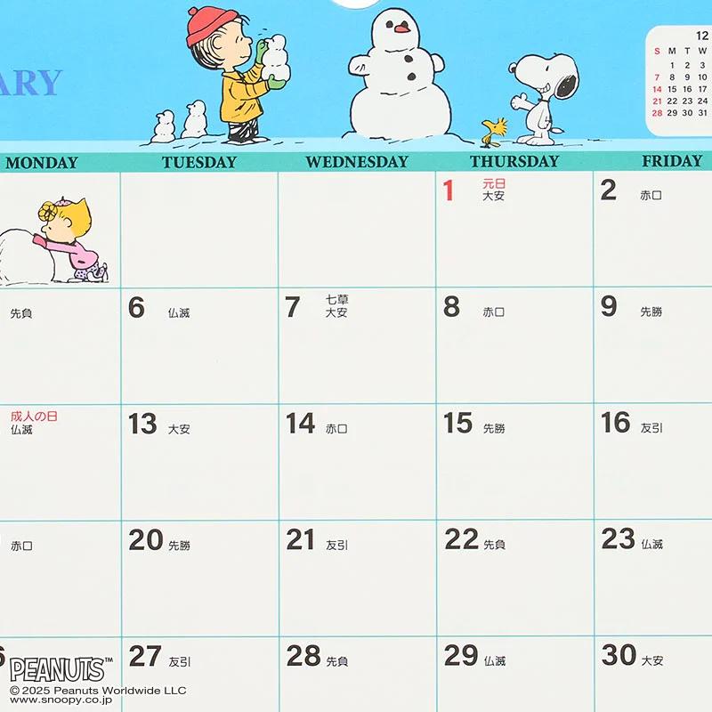Sanrio Snoopy A4 Wall Calendar 2026 Japan NEW Sanrio Characters