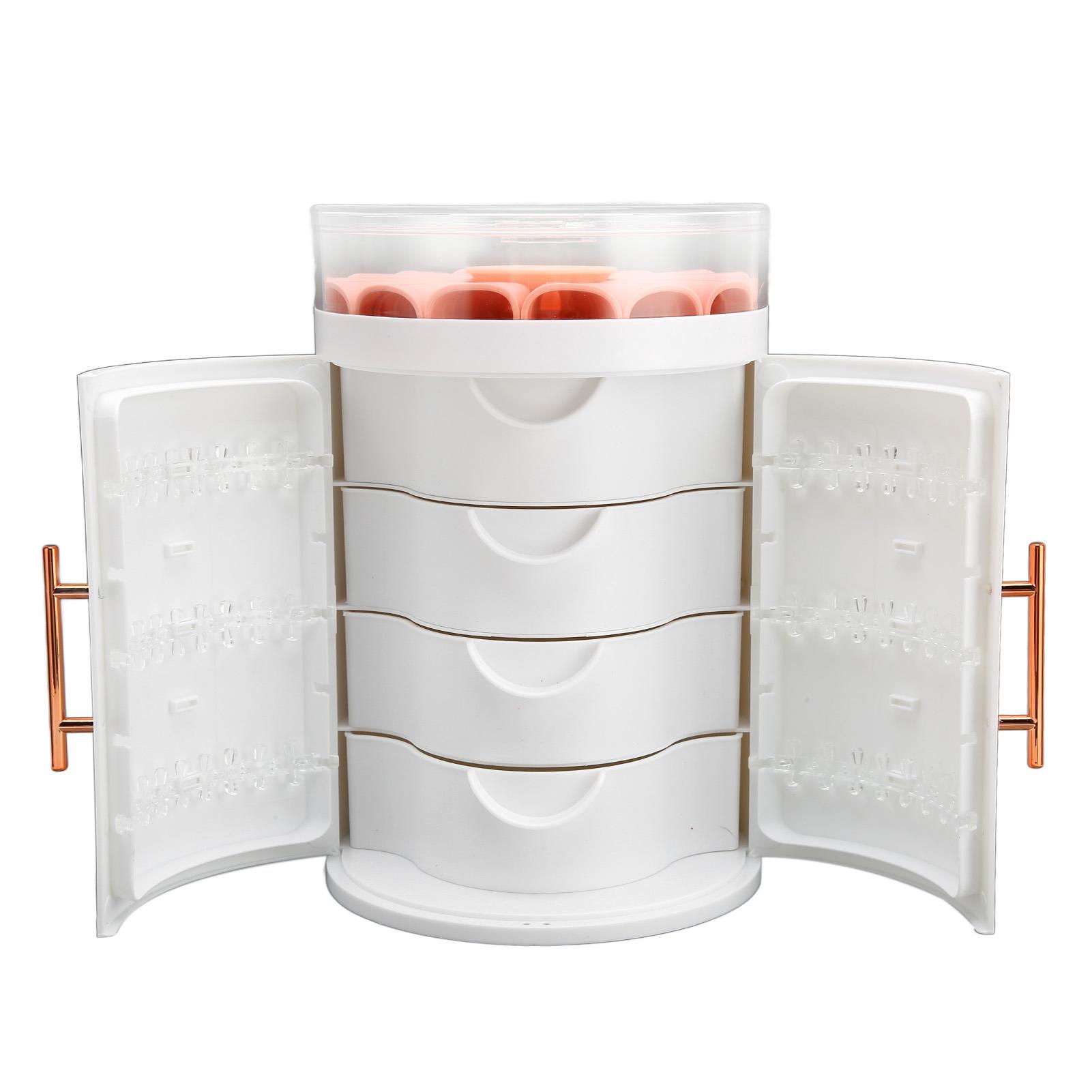 

Органайзер для хранения ювелирных изделий, 5 ярусов, большая вместимость, 2 дверцы, мини-шкафчик для ювелирных изделий, для ювелирных изделий, накладных ногтей, косметики белый