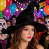 Tall Pointed Cone Top Halloween Wizard Hat Large Wide Brim Pointed Mage Hat  Halloween Party