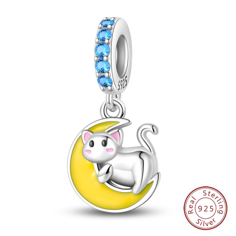 Fashion Copper Sparkling Zircon Star Moon Series Charms Beads Fit Qikaola Original Bracelets Diy Birthday Jewelry