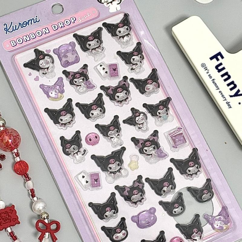 Kawaii Sanrio Hello Kitty DIY 3D Relief Decorative Stickers Cute Cartoon Kuromi Cinnamoroll Phone Case Creative Decoration Gifts