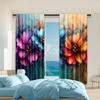 2 Pcs   Versatile Polyester Transparent Curtains for Home Decoration Colorful Floral Design for Use In Bedrooms and Living Rooms