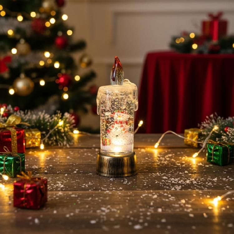 Christmas Decorations Glitter Water Globe Christmas Snow Globes Candle Shape Snowglobes Table Ornament Home Decors