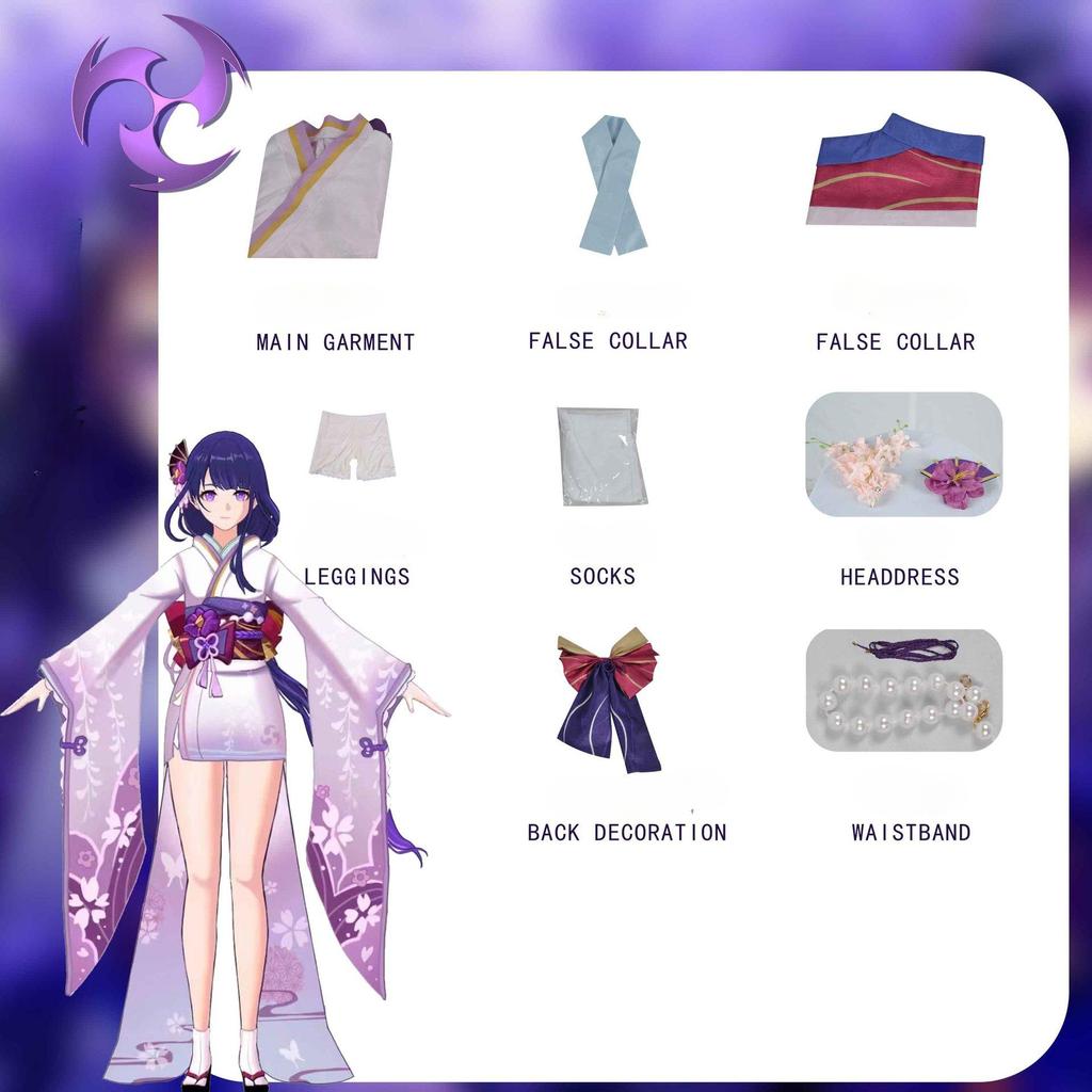 Gra Genshin Impact Kostium Raiden Shogun Baal Stroje Sukienka Peruka Nakrycia Głowy Raiden Ei Halloween Karnawał Cosplay Dla Genshin