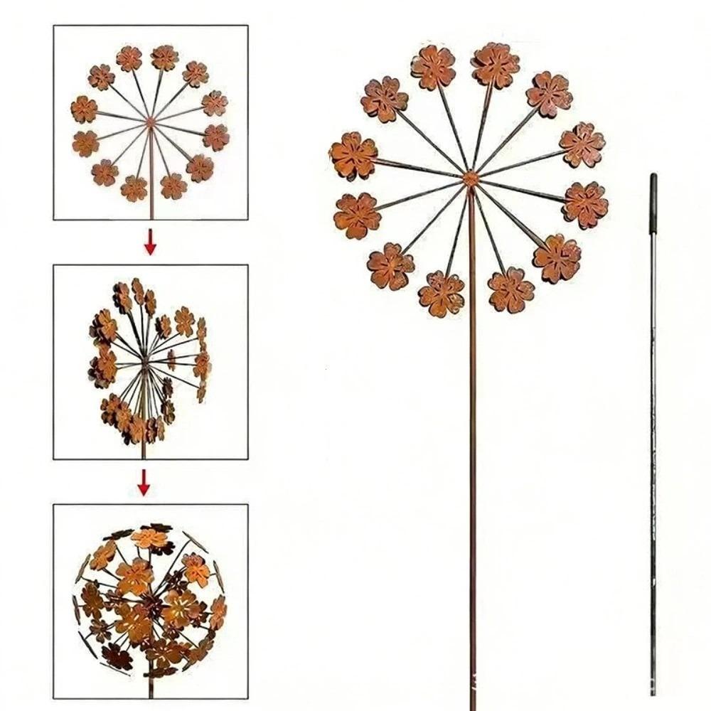 

Metal Art 3D Sphere Flower Stakes 3D Flower Metal Stakes Decoration Patio Lawn Art Craft 1pc-B306-2