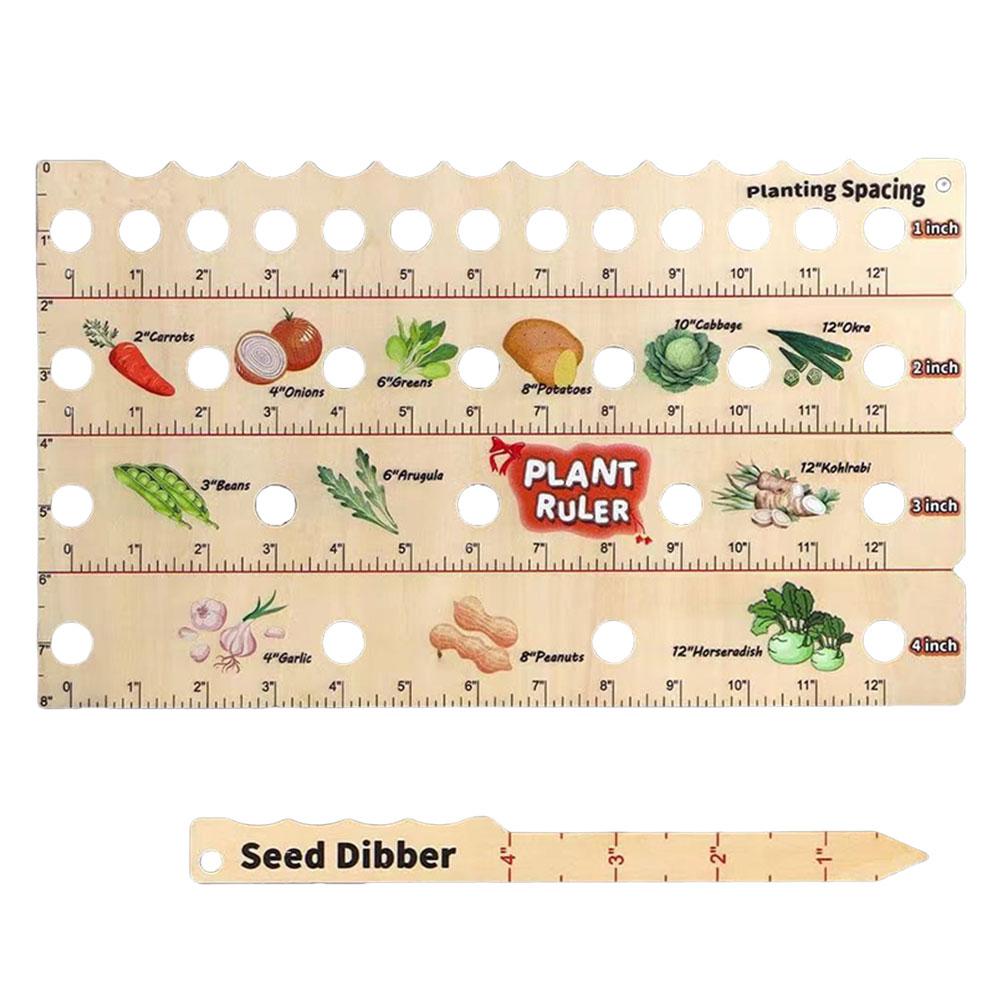 2/1pcs Wooden Garden Dibber Spacing Ruler Seed Spreaders Multifunctional Portable Seeder Sower with Plant Dibber Gardening Tools