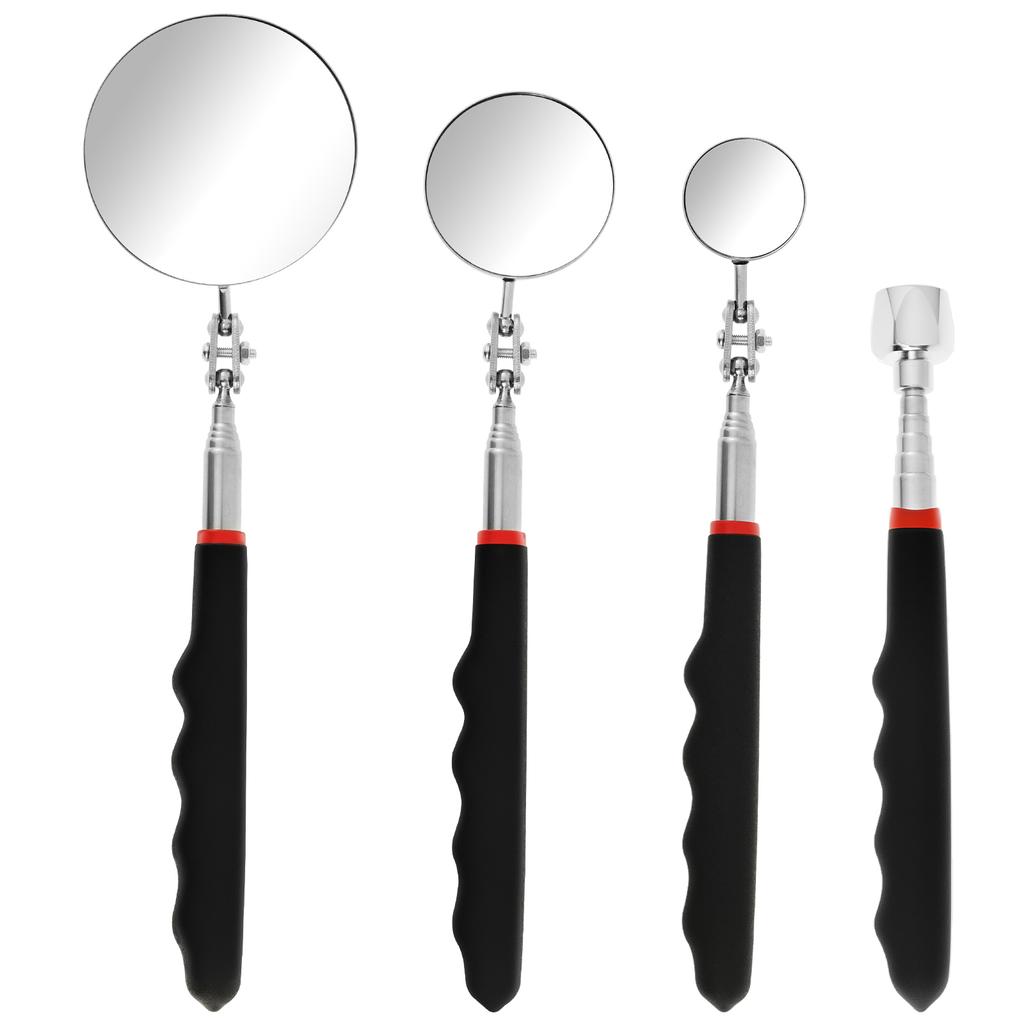 5/4Pcs Telescoping Inspection Mirrors Set Stainless Steel Retractable Mechanical Mirror 360° Rotation Mirror Inspection Tools