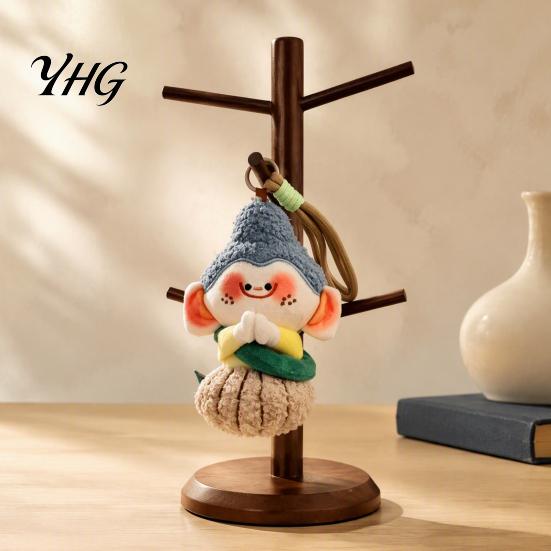 Small Stuffed Toy Ornament Cute Buddha Keychain, Dunhuang Style Plush Pendant with Embroidered Traditional Chinese Embroidery Decor Details, Soft Car