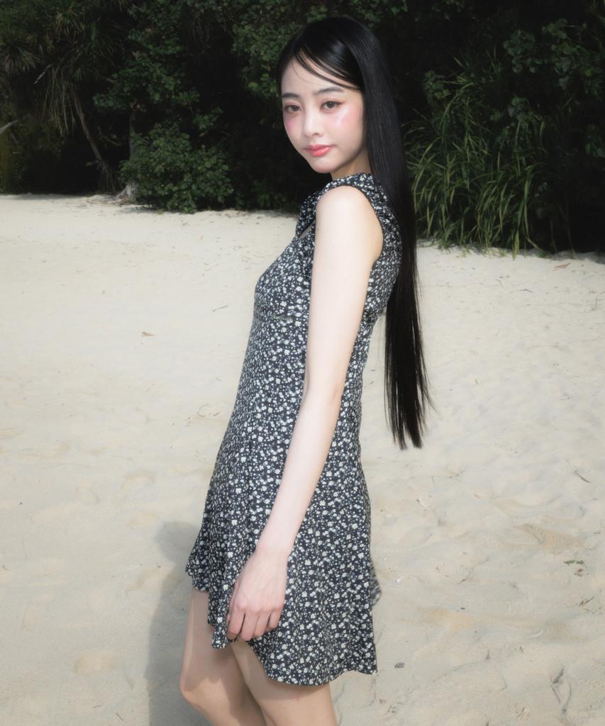 ROSEFRANTZ Flower Garden Mini Dress [Black]