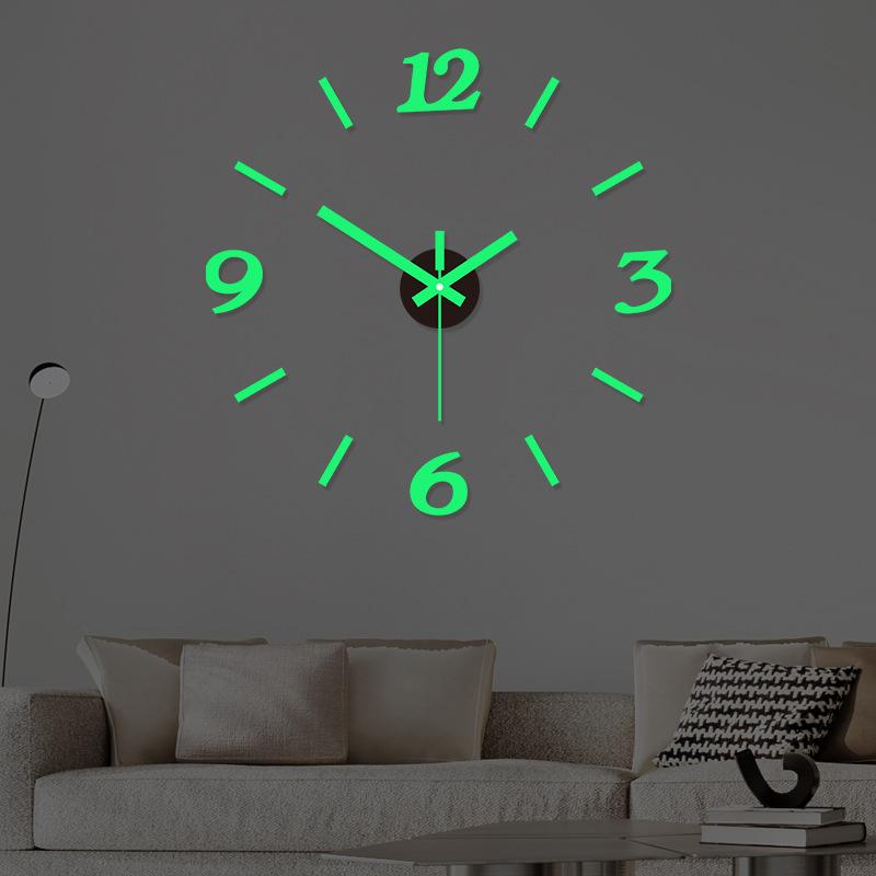 Punch-free Digital Clock Nordic Living Room Acrylic Wall Clock Bedroom Silent Wall Clock Wall Sticker Clock Luminous Hanging Type