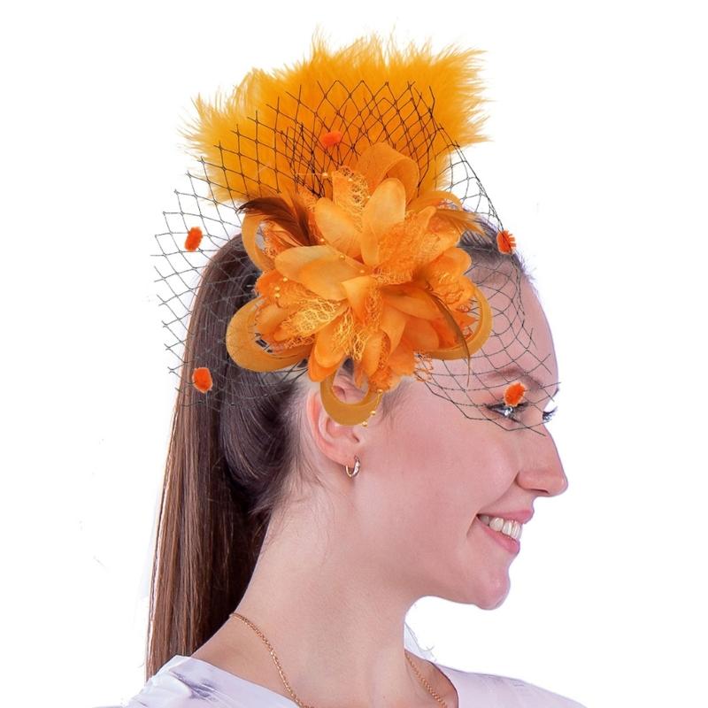 1920s Flower Hair Clip for Women Flapper Headpiece Headwear for Party Party Elegant Feather Large Flower