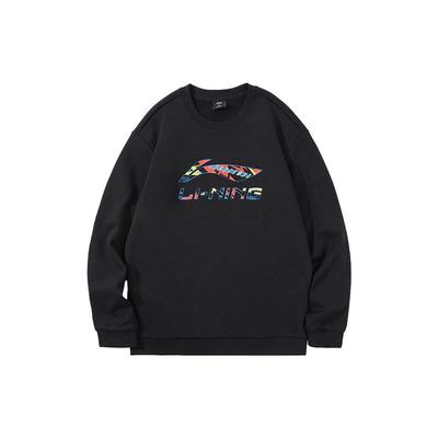 Li Ning Sports Lifestyle Series Solid Color Logo Pullover Fleece Warm Sweatshirt Men Sweatshirt AWDTD87-1