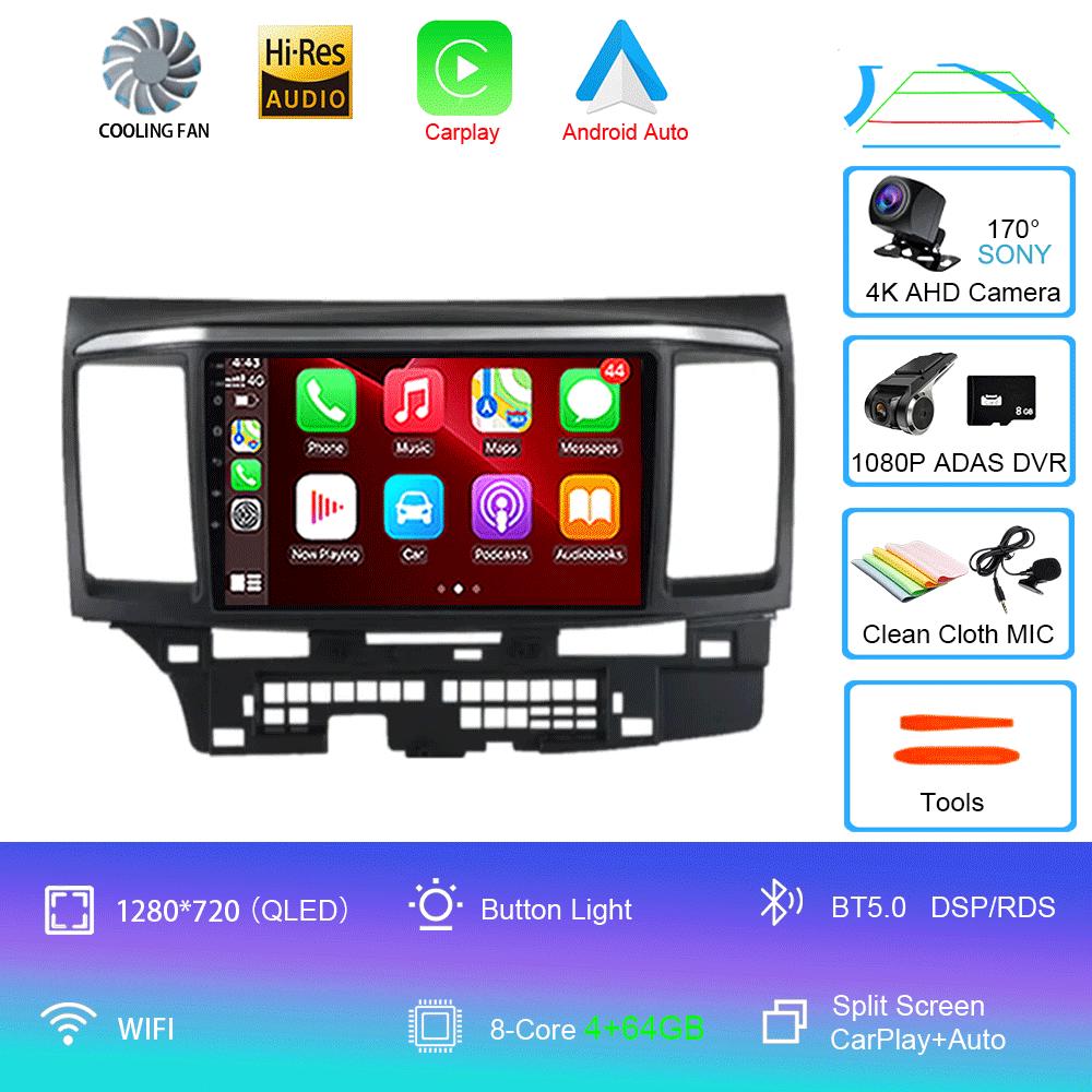 9Inch Android 14 For MITSUBISHI LANCER  10 X 2008 2009 2010 2011 - 2016 Car Radio Stereo Audio GPS Player Carplay Auto Screen