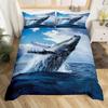 Capa de edredom baleia azul king size desenho animado oceano animal crianças conjunto de cama praia costeira edredom capa ondas do oceano capa de edredom
