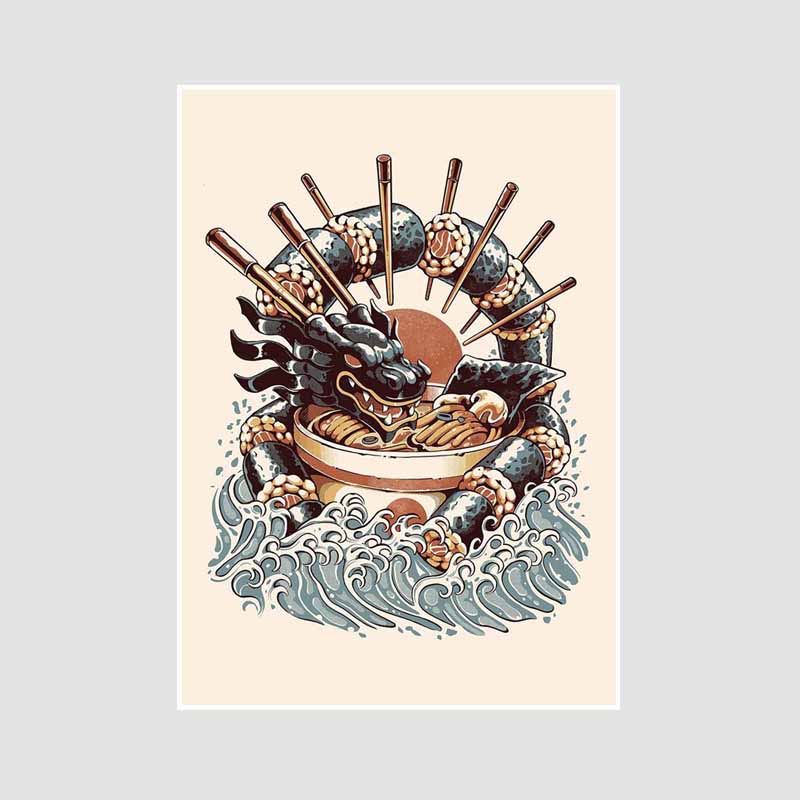 Japanese Food Guide Retro Posters Funny Noodles Poster Mural Wall Art Prints White Paper Art Painting Room Decoration Pictures Home Decor