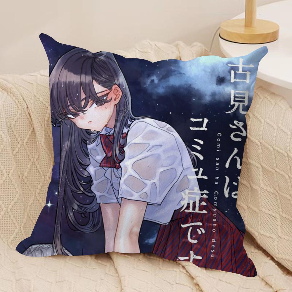 K-Komi Can't Communicate Cushion Cover Silky Short Plush Double-Sided Printed Pillow Case for Sofa All Seasons Home Decor Gift