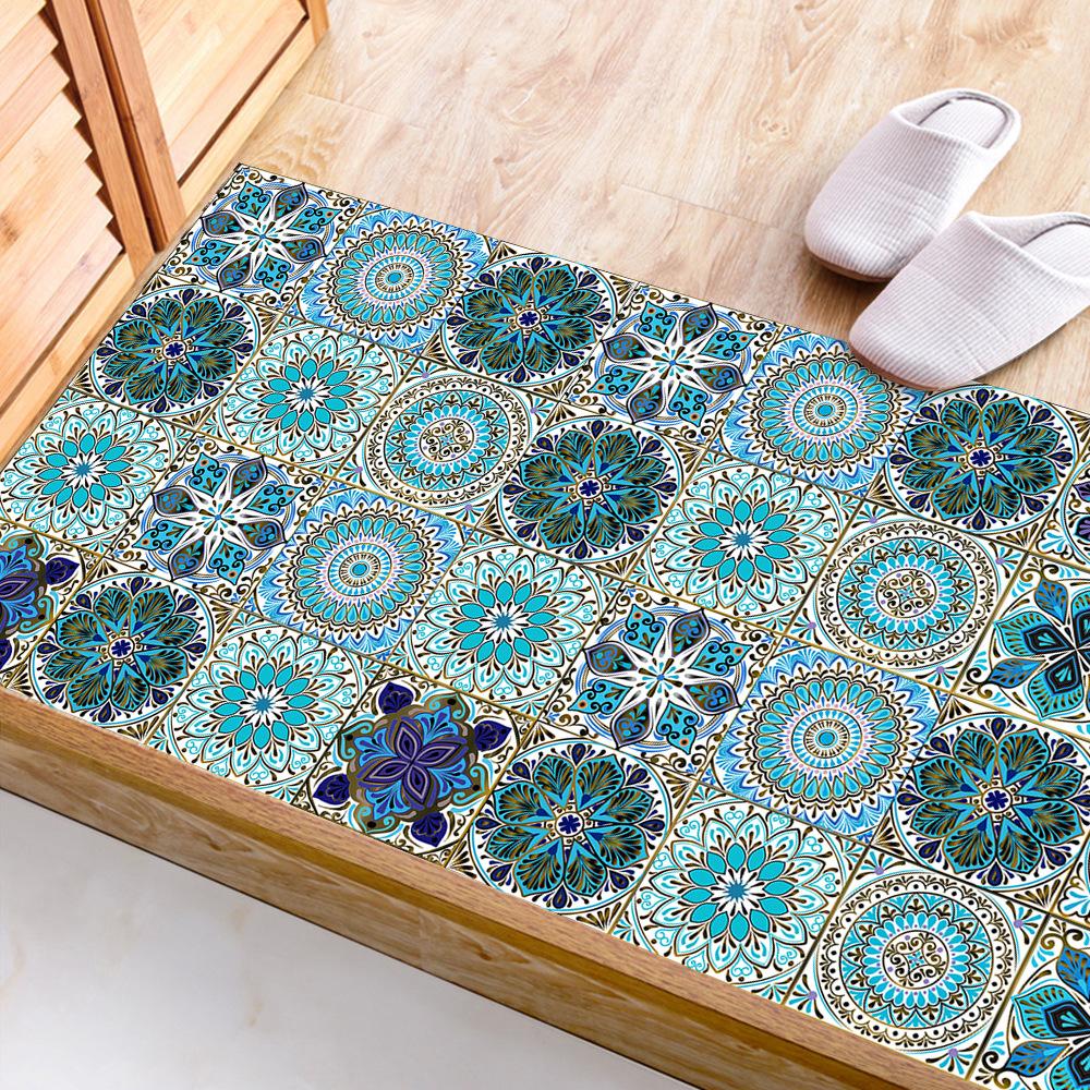 10pcs Mandala Crystal Hard Tiles Ceramic Wall Stickers Peel Stick Decals for Kitchen Wardrobe Home Decor Art Mural DIY