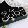 1 Set Women Ring Heart Shape Chain Decor Opening Design Metal Finger Ring