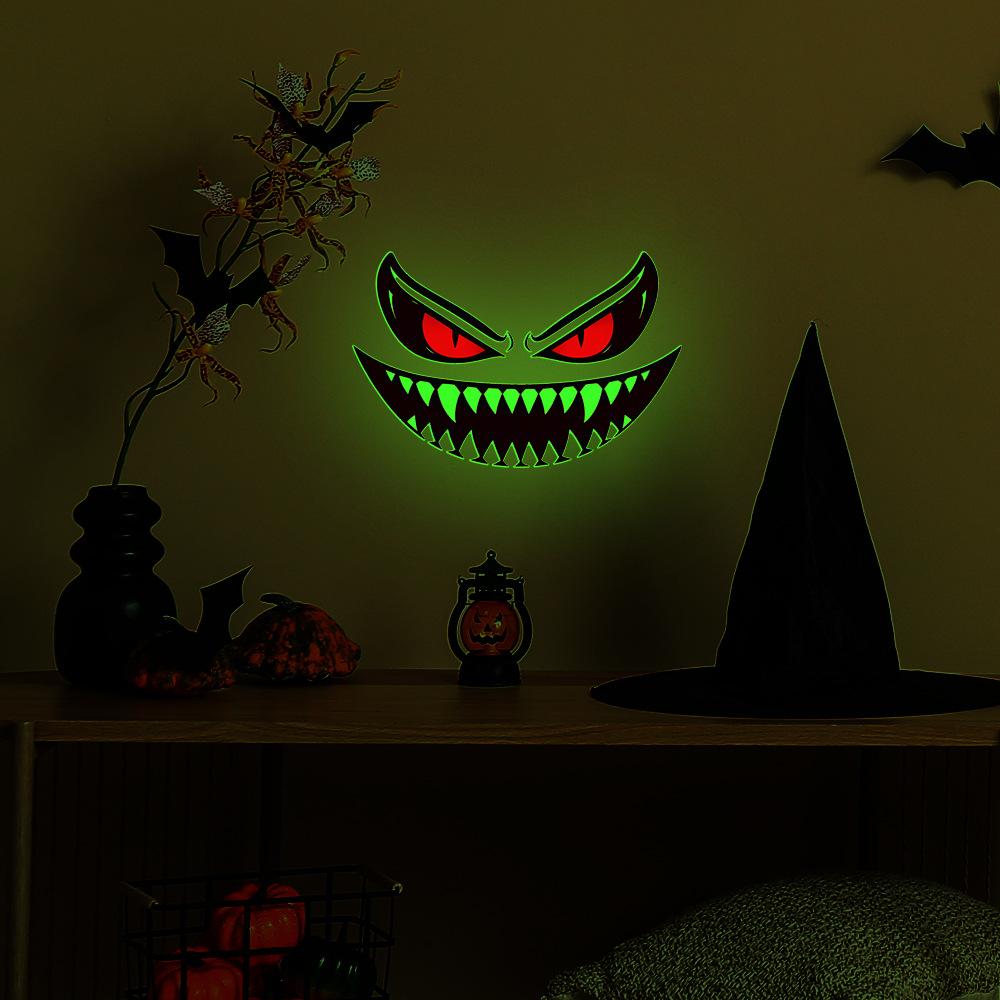 Halloween Demon Creepy Smiling Face Bedroom Living Room Wall Decoration with Glow-in-the-dark Stickers