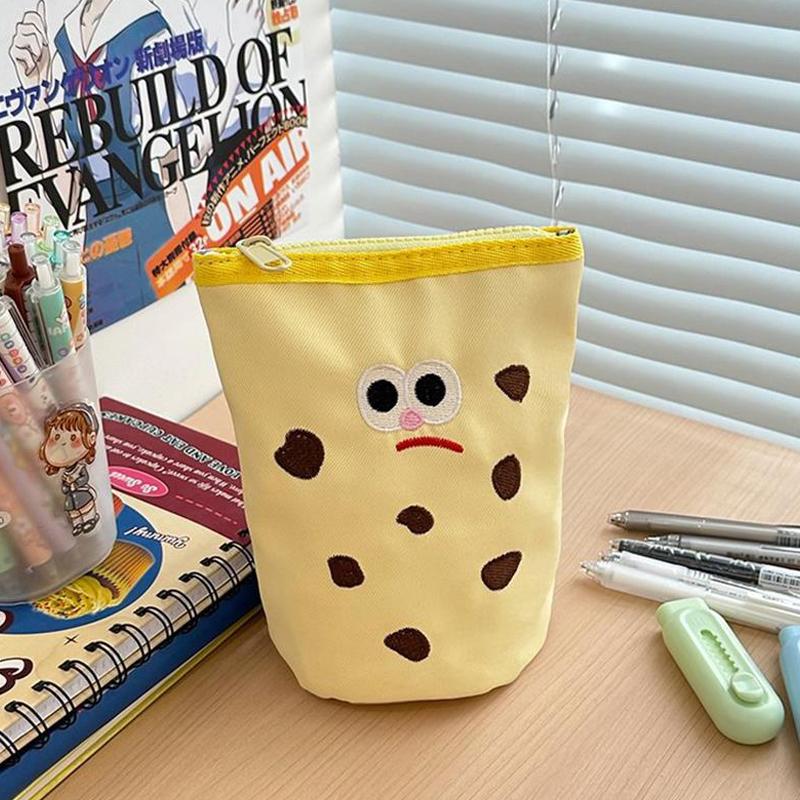 

Cute Funny Cookie Pencil Case Foldable Pen Holder Girl Cosmetic Bag Large Capacity Portable Storage Bag Student Stationery Gifts жёлтый