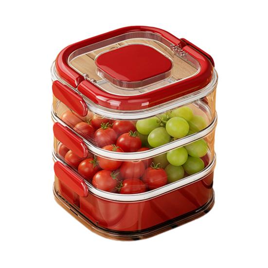 Fruit Storage Box Leak-Proof Sealed Multi-layer Food Container with Partition And Top Storage Portable Lunchbox for Kitchen Outdoor Camping