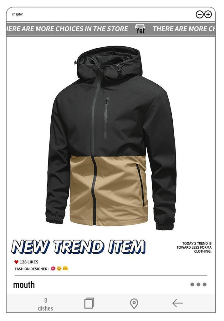 European Size Men's High Street Outdoor Windproof Waterproof Hooded Mountaineering Jacket
