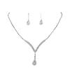 Crystal Rhinestone Teardrop Pendant Necklace & Earrings Set – Elegant European American Fashion Jewelry for Women