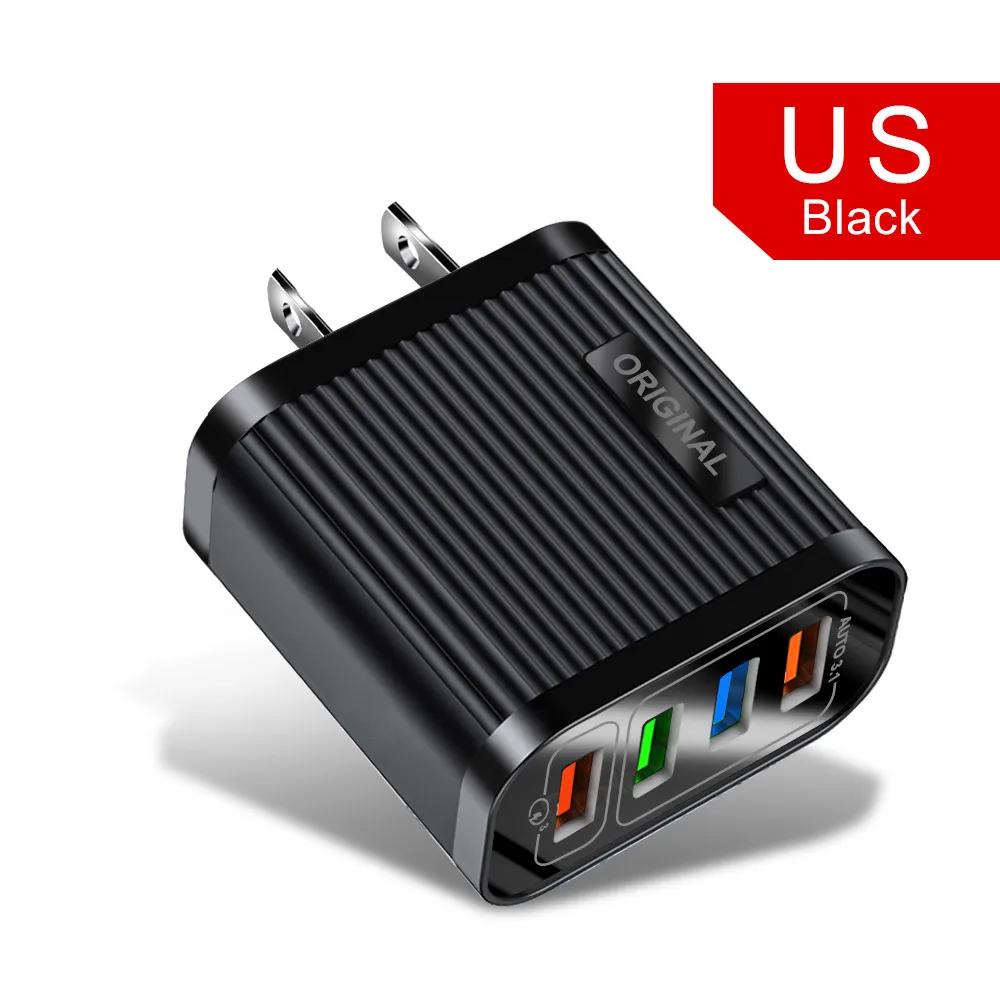 Universal 48W 4 USB Charger EU US Plug 5V 3A Fast Charging Wall Adapter Travel Plug For Iphone Ipad Mini For Samsung For Xiaomi