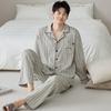 Men's Spring/Autumn 100% Cotton Long Sleeve Pajama Set - Winter Plus Size, Loose-Fit Casual Homewear