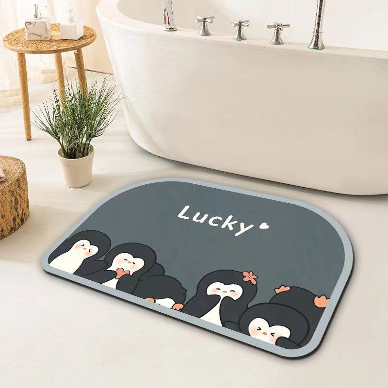 Cartoon Panda Diatomaceous Earth Anti-Slip Bathroom Floor Mat - Absorbent, Wear-Resistant, Household Foot Pad