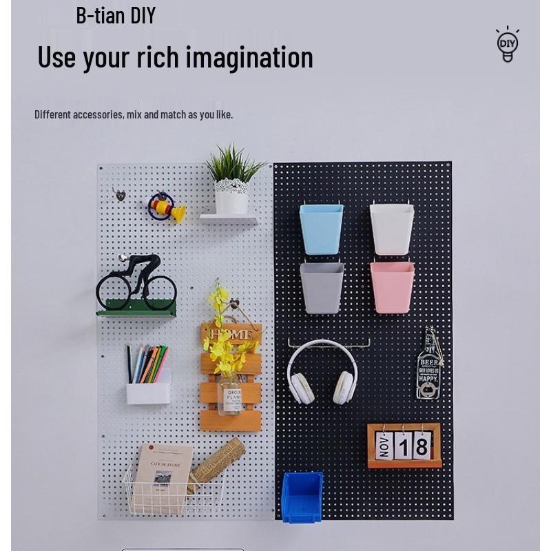 Frameless Wall-Mounted Pegboard Shelf for Display & Storage in Study, Bedroom, Kitchen, or Supermarket