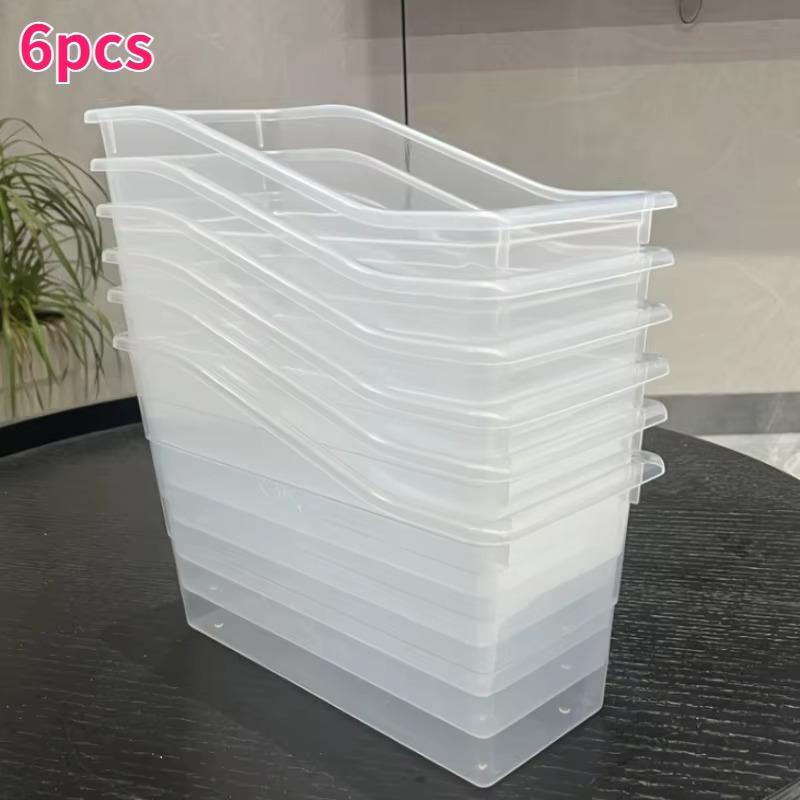 

6-Pack Clear Plastic Storage Boxes Stackable for Office Desk Kitchen Spices Bathroom Essentials Toys Cosmetics Home Organization