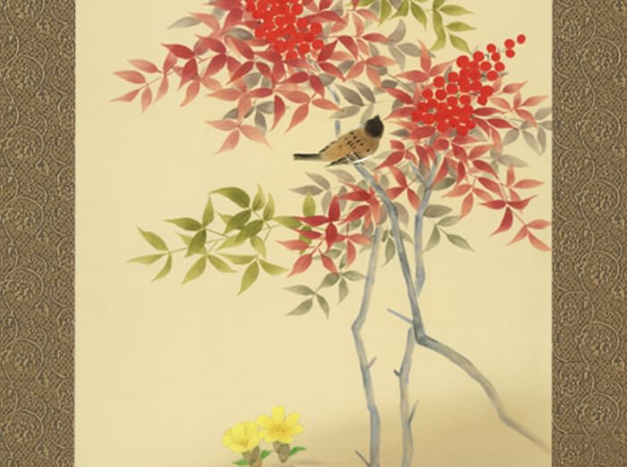 Kaitakudo Arte de Pendurar Auspicioso Nanden Felicidade e Longevidade x Rolo, (Céu da Sorte) - (Caixa de Paulownia) (190cm 54.5cm)