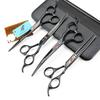 7.0" Black Grooming Scissors Set: 4-Piece Straight Shears with Comb