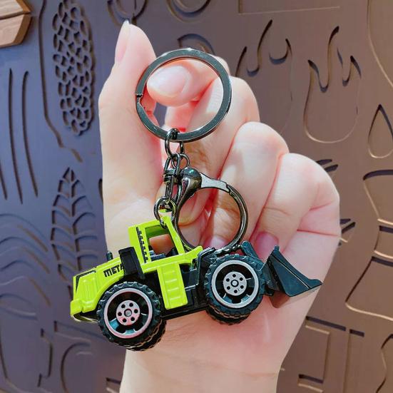 Mini Engineering Cars Charm Keychain Pull Back Cartoon Toy Car Keychain Pendant Anti-Detachable Hook Decompression Tool