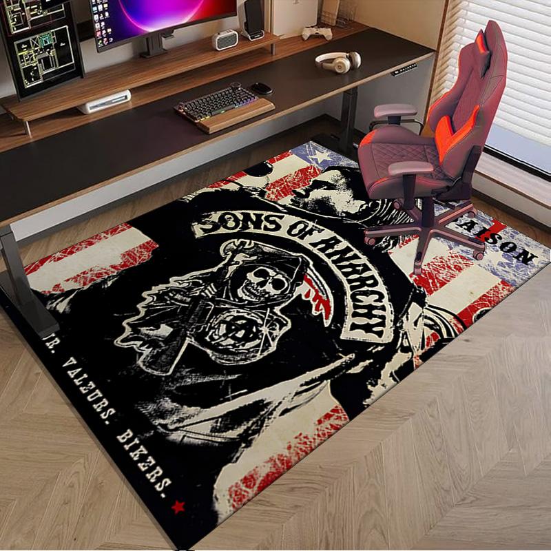 Anarchy Motorcycle Club Carpet, Chair Rug,Rug for Office Bedroom living rooms, Doormat decor Fan Gift Christmas Gift