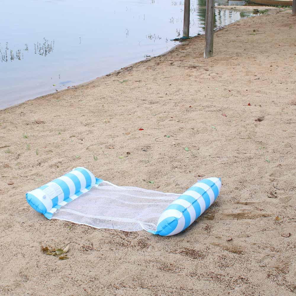 Outdoor Inflatable Striped Floating Pool Lounger - Single Person Foldable Hammock