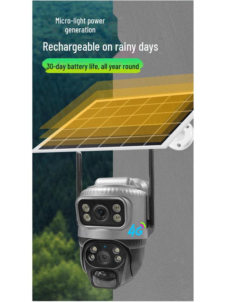 V380 Çift Lensli 4G Güneş Enerjili CCTV Kamera - Dış Mekan Kablosuz Monitör Mobil Uzaktan Erişim ile