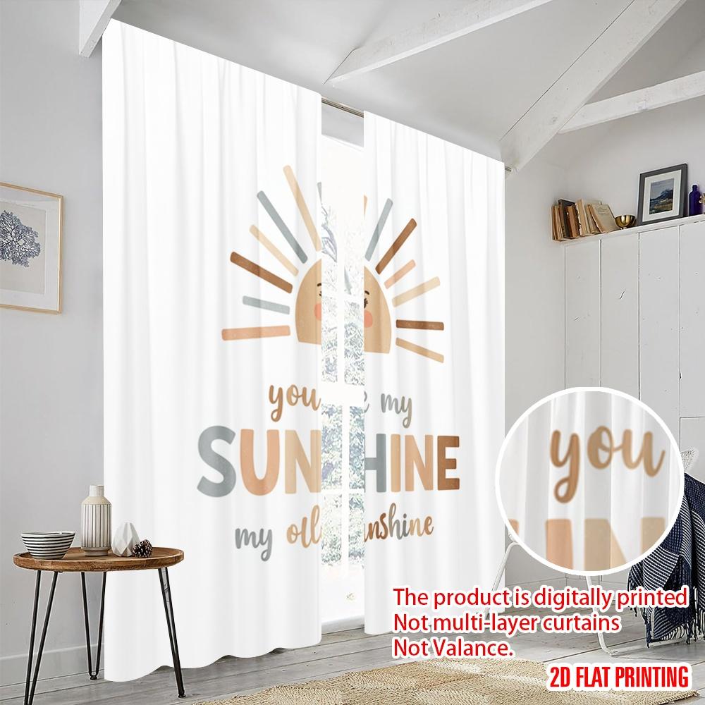 2pcs 2D Flat Printing Drapes Cute Sun Sunshine Inspirational Fabric Without Electricity Party Decorations for Photo Booths &
