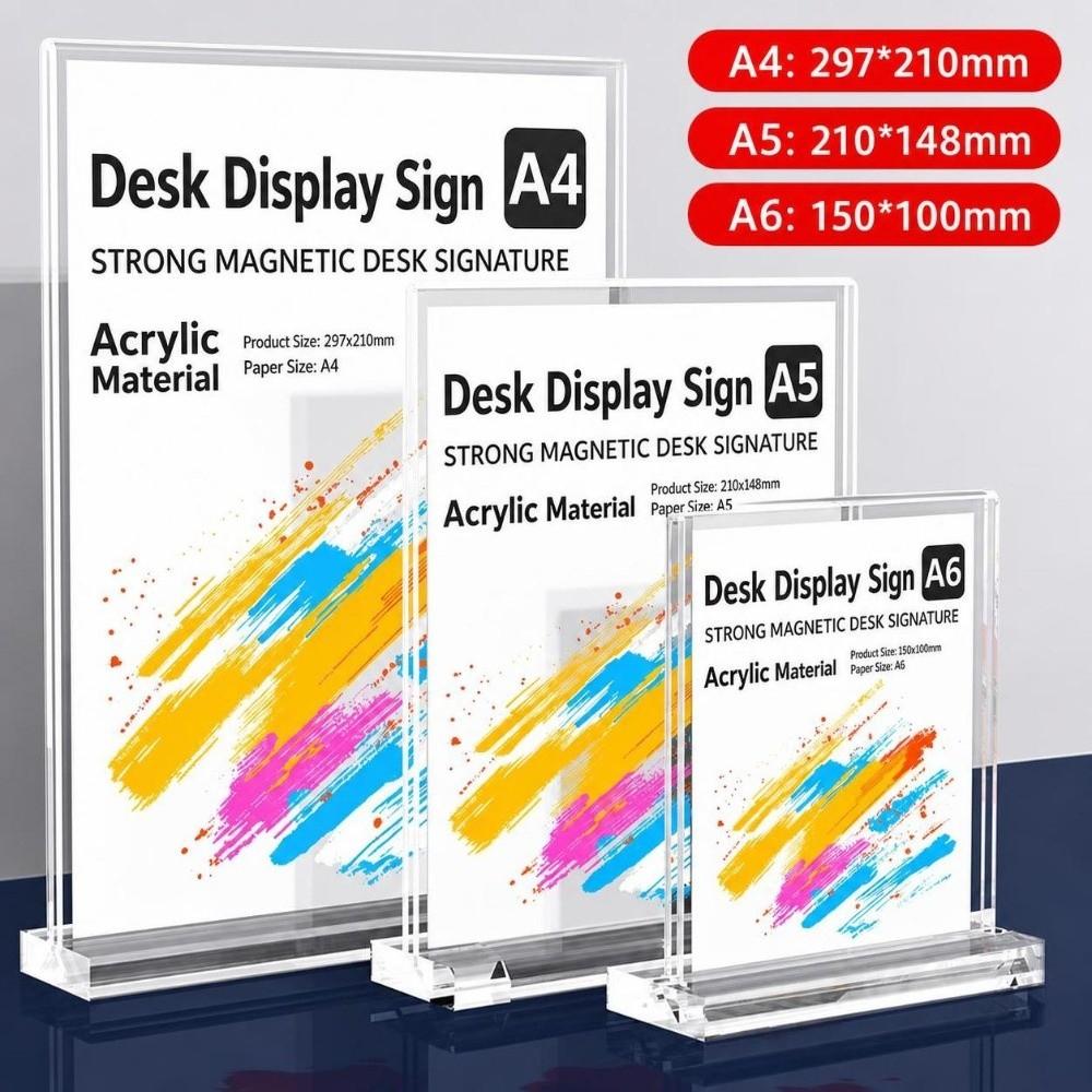 Durable A4/A5/A6 Desk Display Stand Acrylic Transparent Menu Stand Holder Double Side Clear Price Label Display Rack Hotel